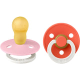 Bibs Baby Pink GLOW / Tango GLOW Pacifier Colour 2-Pack Latex