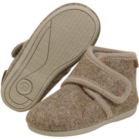 En Fant Walnut Melange wool booties Velcro