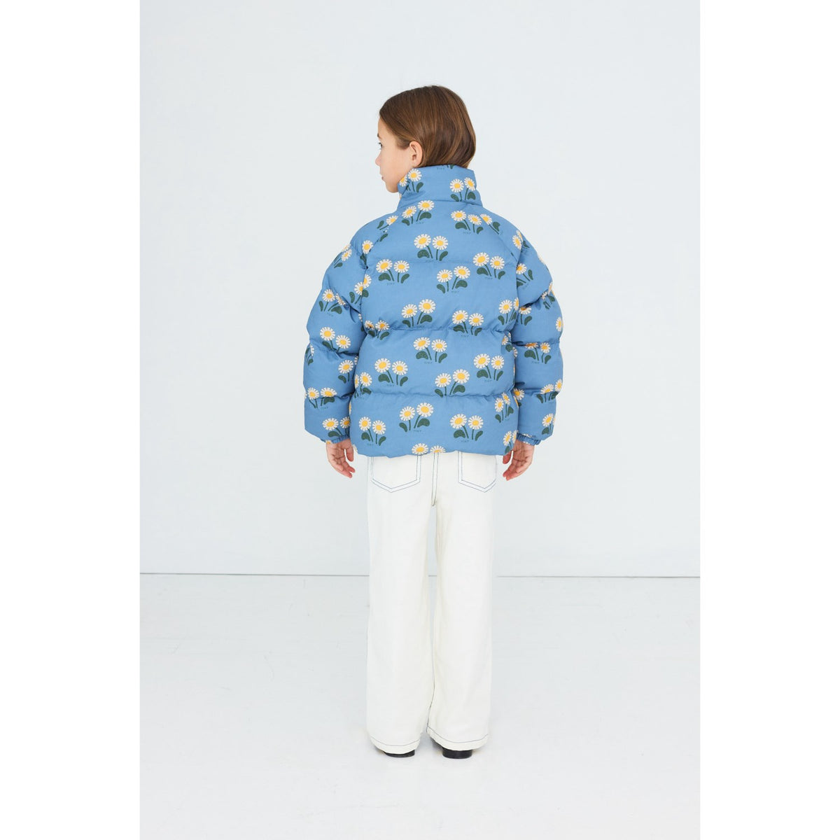 TinyCottons Stone Winter Flowers Short Padded Jacket
