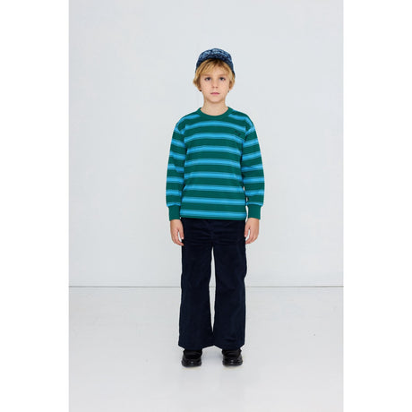 TinyCottons Dark Green Retro Stripes Sleeve Tee