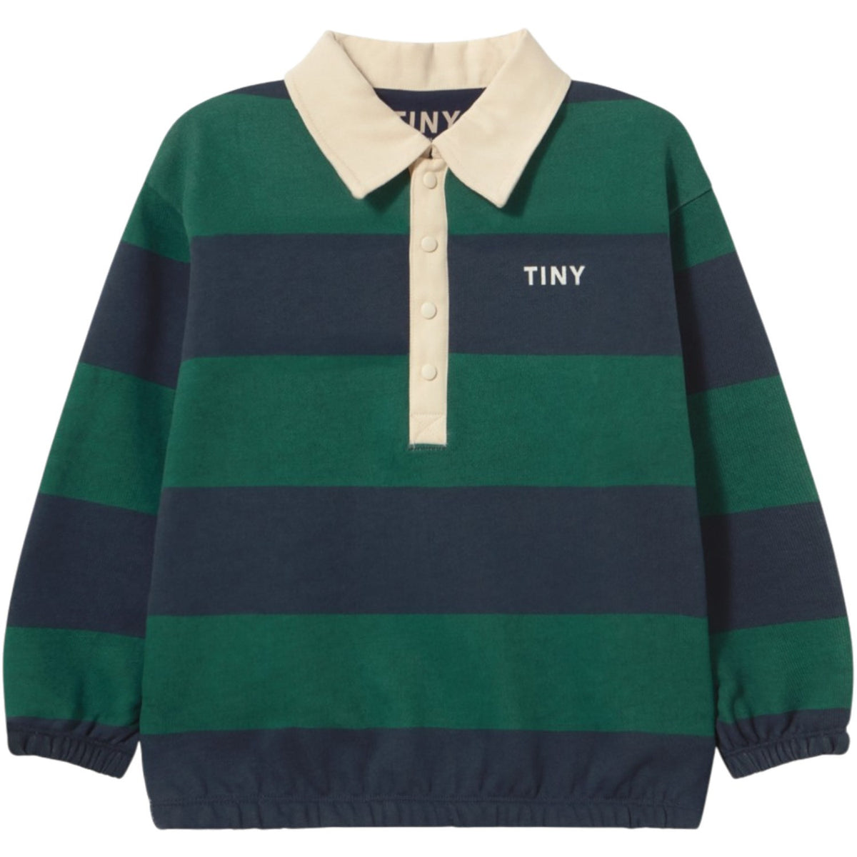 TinyCottons Dark Green Navy Stripes Polo Sweatshirt