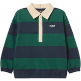 TinyCottons Dark Green Navy Stripes Polo Sweatshirt