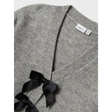 Name It Grey Melange Black Bow Nkfrina Ls Knit Card Noos
