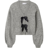 Name It Grey Melange Black Bow Nkfrina Ls Knit Card Noos