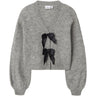 Name It Grey Melange Black Bow Nkfrina Ls Knit Card Noos