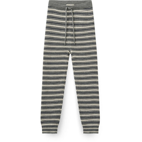 COPENHAGEN COLORS Grey Stripe Merino Classic Rib Leggings With Drawstrings