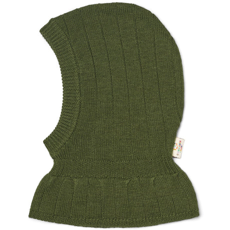 COPENHAGEN COLORS Dk Green Merino Rib Knitted Balaclava