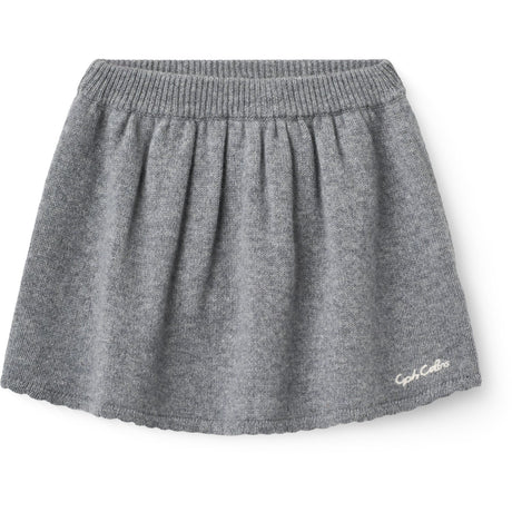 COPENHAGEN COLORS Grey Mel. Cashmere Skirt W. Emb.