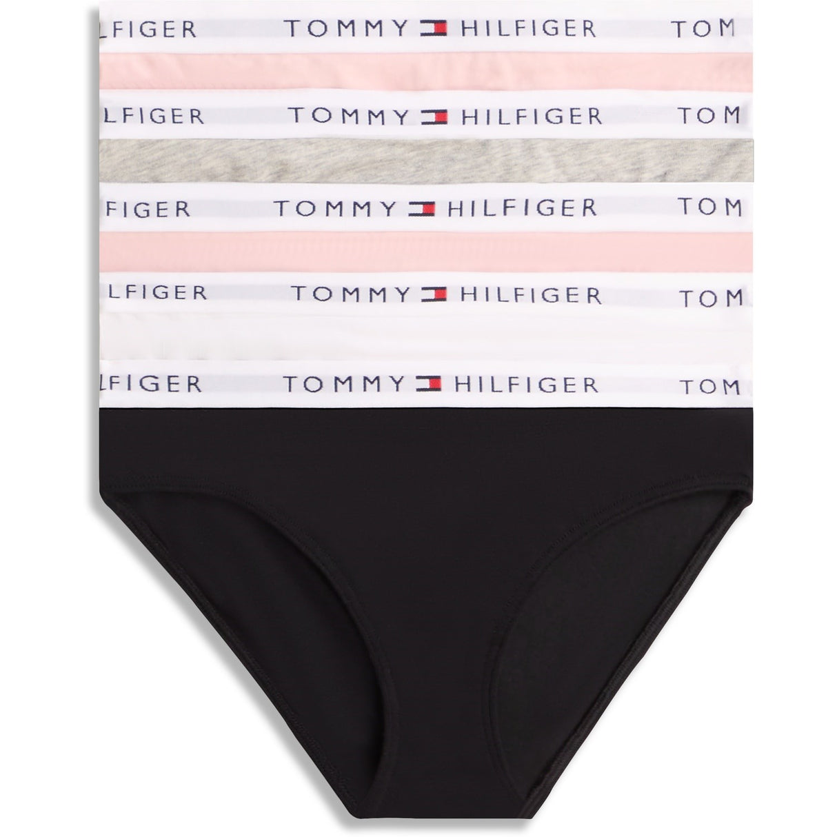 Tommy Hilfiger Grey Htr/ Pink/White/Black-Beige 5-Pack Cotton Bikini