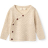 COPENHAGEN COLORS Pale Cream Melange Merino Pattern Baby Cross-Over Cardigan