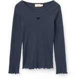 COPENHAGEN COLORS Navy Modal Rib Ls Tee W. Heart Hole Pattern