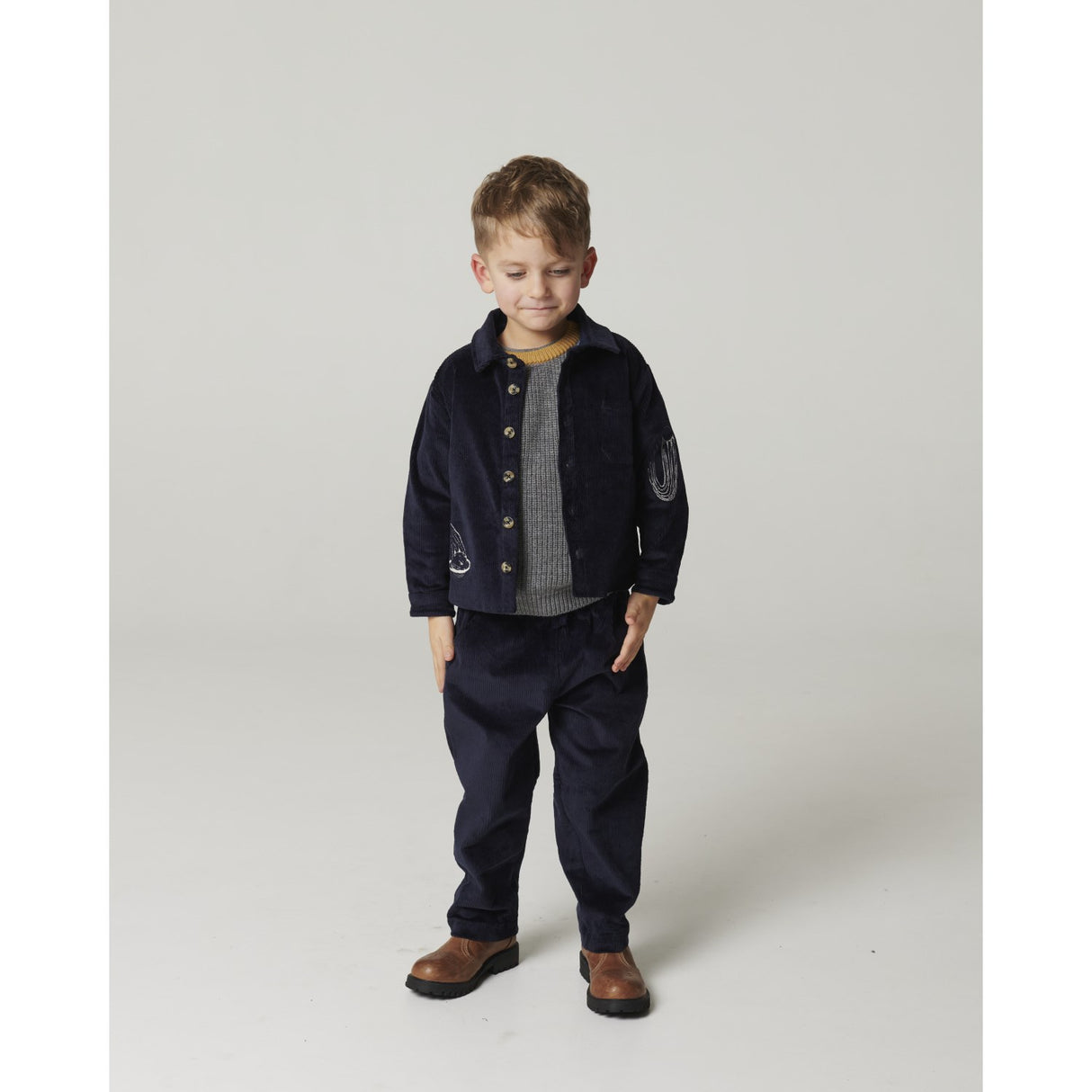 COPENHAGEN COLORS Navy Corduroy Pant W. Adj. Waist