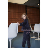 COPENHAGEN COLORS Navy Corduroy Pant W. Wide Leg & Emb. On Backside Pocket