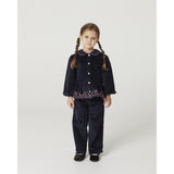 COPENHAGEN COLORS Navy Corduroy Pant W. Wide Leg & Emb. On Backside Pocket