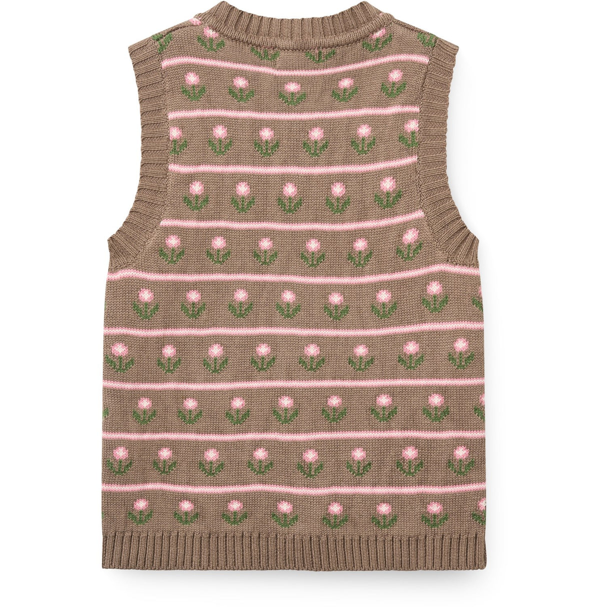 COPENHAGEN COLORS Walnut Flower Knitted Flower Pattern Vest