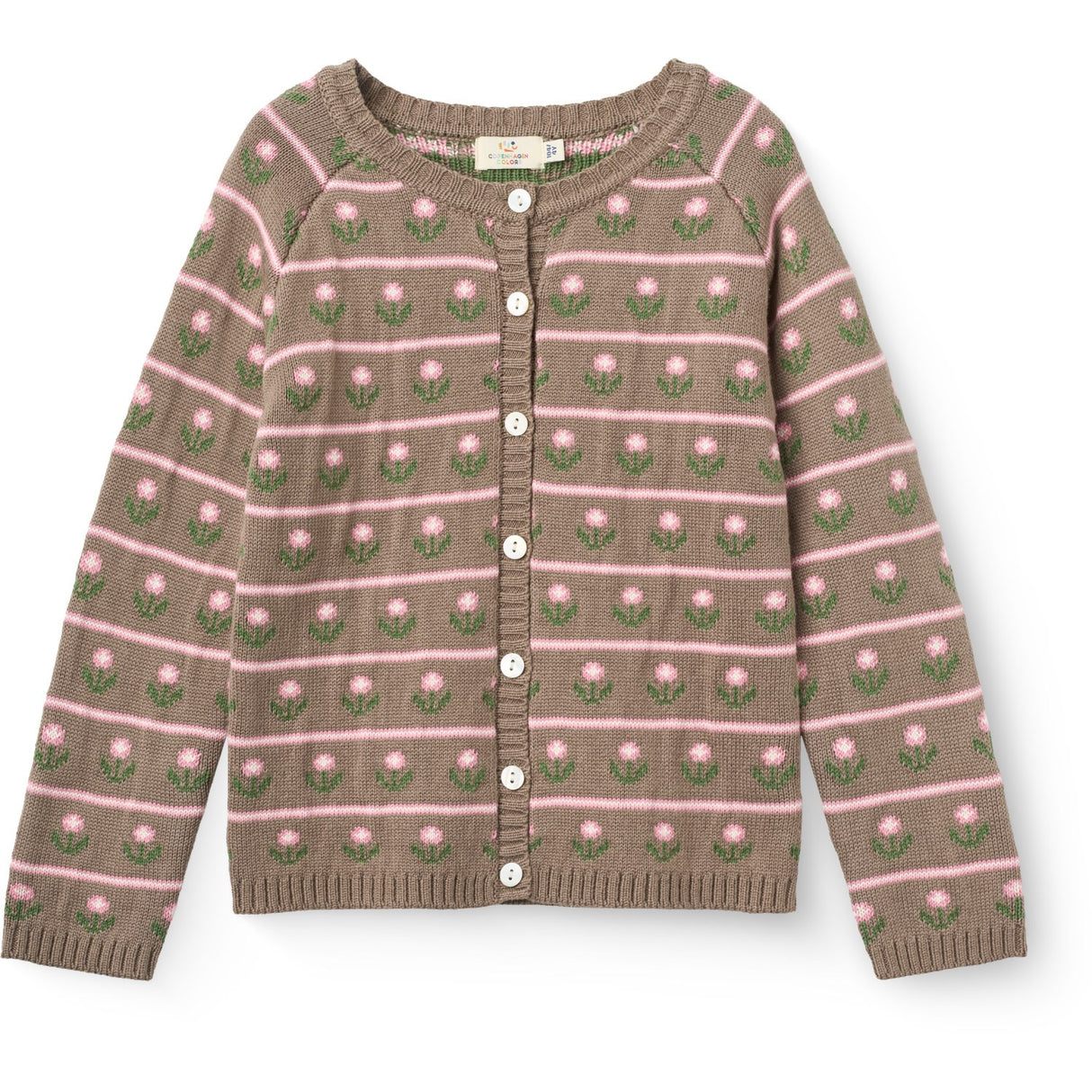 COPENHAGEN COLORS Walnut Flower Knitted Flower Pattern Cardigan