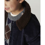 COPENHAGEN COLORS Grey Mel./Dk. Brown/Navy Comb. Argyle Knitted Pullover