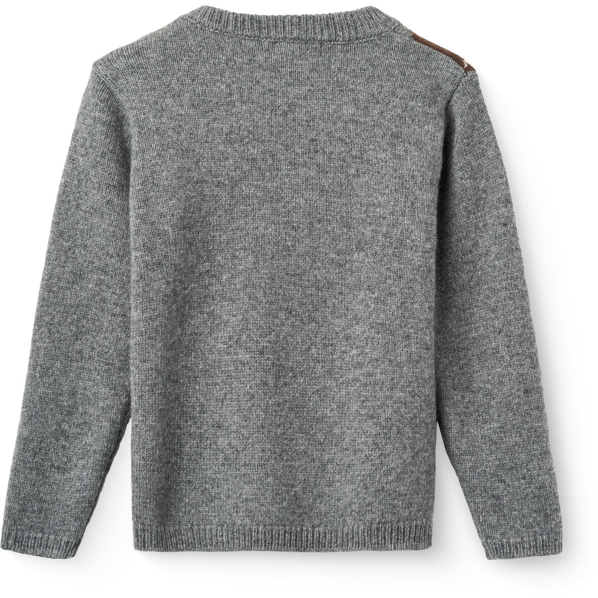 COPENHAGEN COLORS Grey Mel./Dk. Brown/Navy Comb. Argyle Knitted Pullover