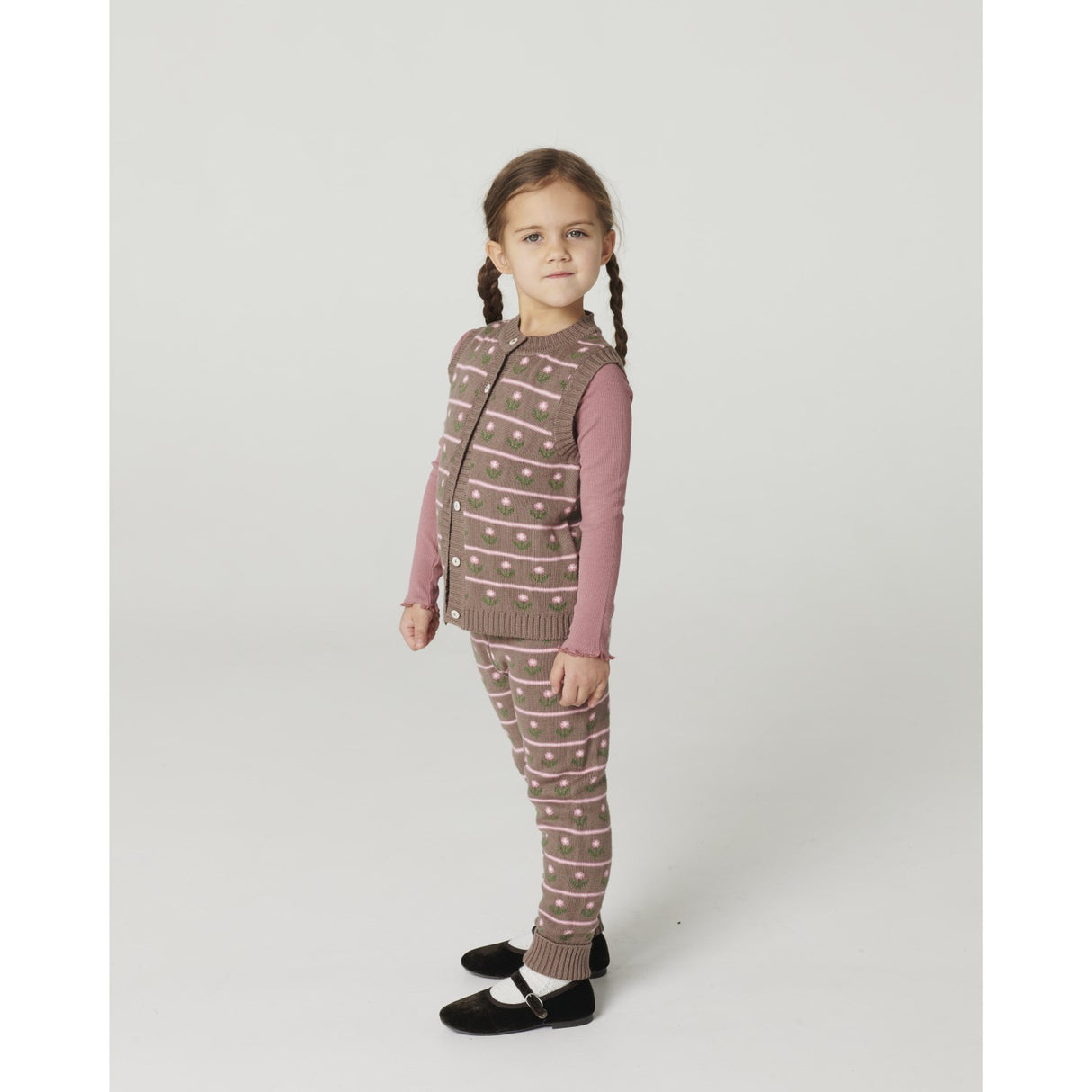 COPENHAGEN COLORS Walnut Flower Knitted Flower Pants