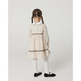 COPENHAGEN COLORS Sand Flower Print Aop Dress W. Lace Piping And Poplin Collar