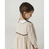 COPENHAGEN COLORS Sand Flower Print Aop Dress W. Lace Piping And Poplin Collar