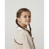 COPENHAGEN COLORS Sand Flower Print Aop Dress W. Lace Piping And Poplin Collar