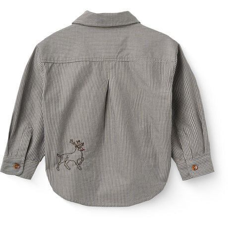 COPENHAGEN COLORS Grey Check Comb. Checkered Classic Shirt W. Embroidery