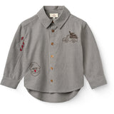 COPENHAGEN COLORS Grey Check Comb. Checkered Classic Shirt W. Embroidery