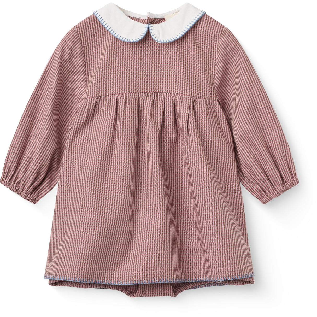 COPENHAGEN COLORS Winter Rose Check Comb. Checkered Romper Dress W. Collar