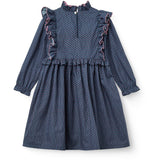 COPENHAGEN COLORS Navy Flower Aop Printed Frill Dress
