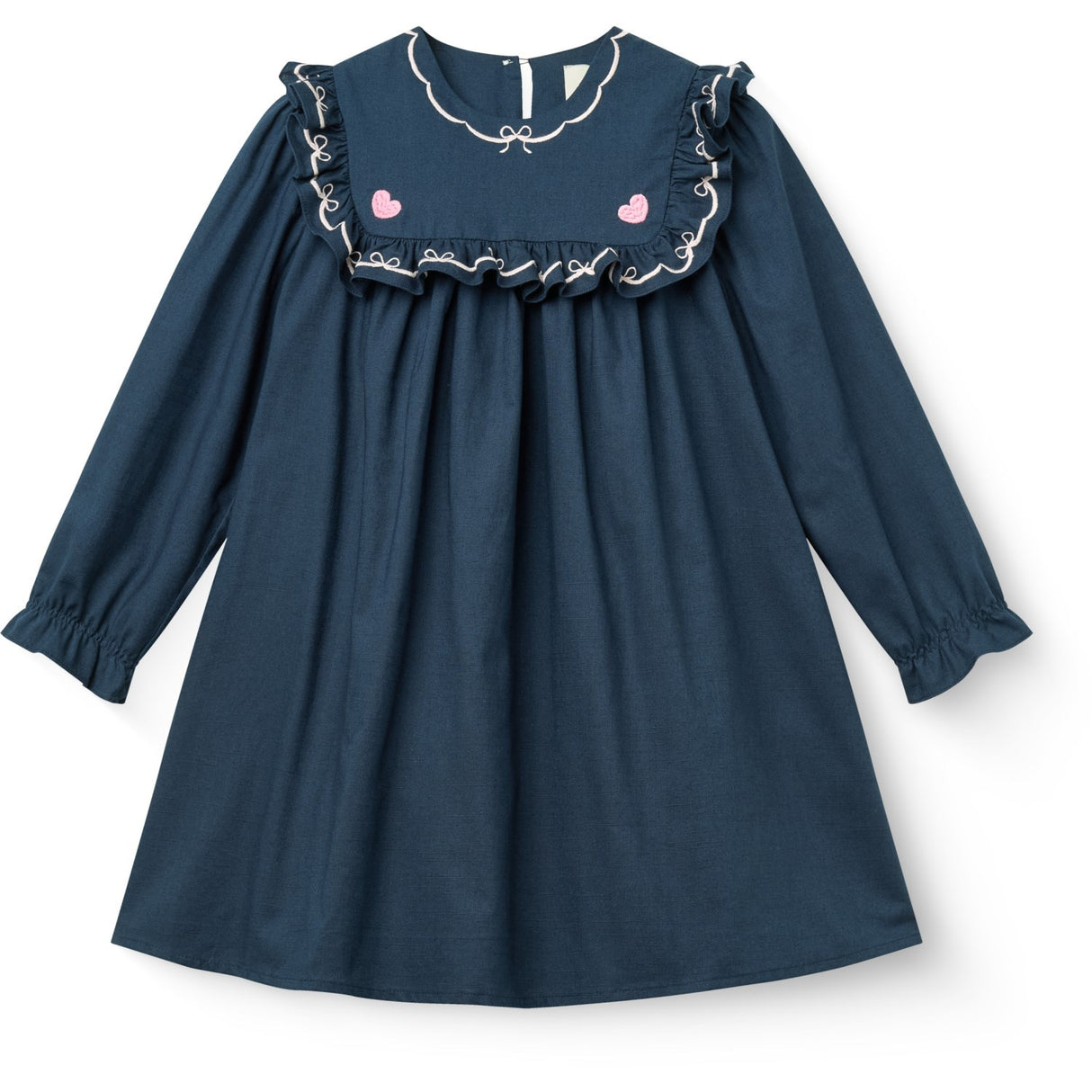COPENHAGEN COLORS Navy Comb. Dress W. Frill & Embroidery