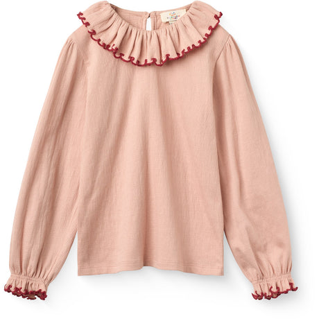 COPENHAGEN COLORS Mellow Rose Comb. Crepe Ls Top W. Frill Collar