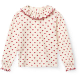 COPENHAGEN COLORS Heart Comb. Crepe Ls Top W. Frill Collar