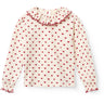 COPENHAGEN COLORS Heart Comb. Crepe Ls Top W. Frill Collar