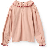 COPENHAGEN COLORS Mellow Rose Comb. Crepe Ls Top W. Frill Collar