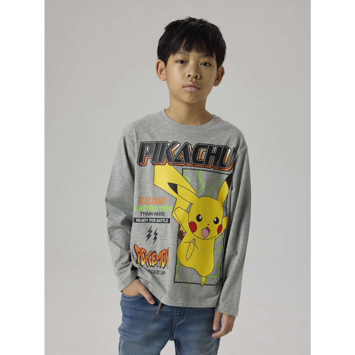 Name It Grey Melange Nkmsyx Pokemon Ls Nreg Top Box Noos Sky