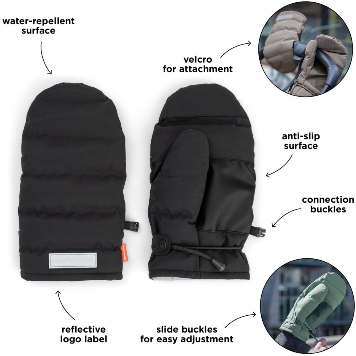 DonebyDeer Black Stroller Mittens
