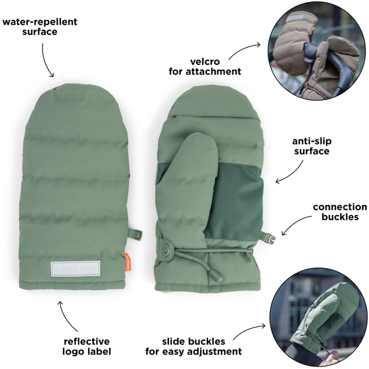 DonebyDeer Green Stroller Mittens