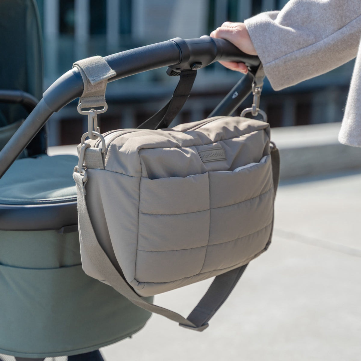 DonebyDeer Taupe Quilted Stroller Bag