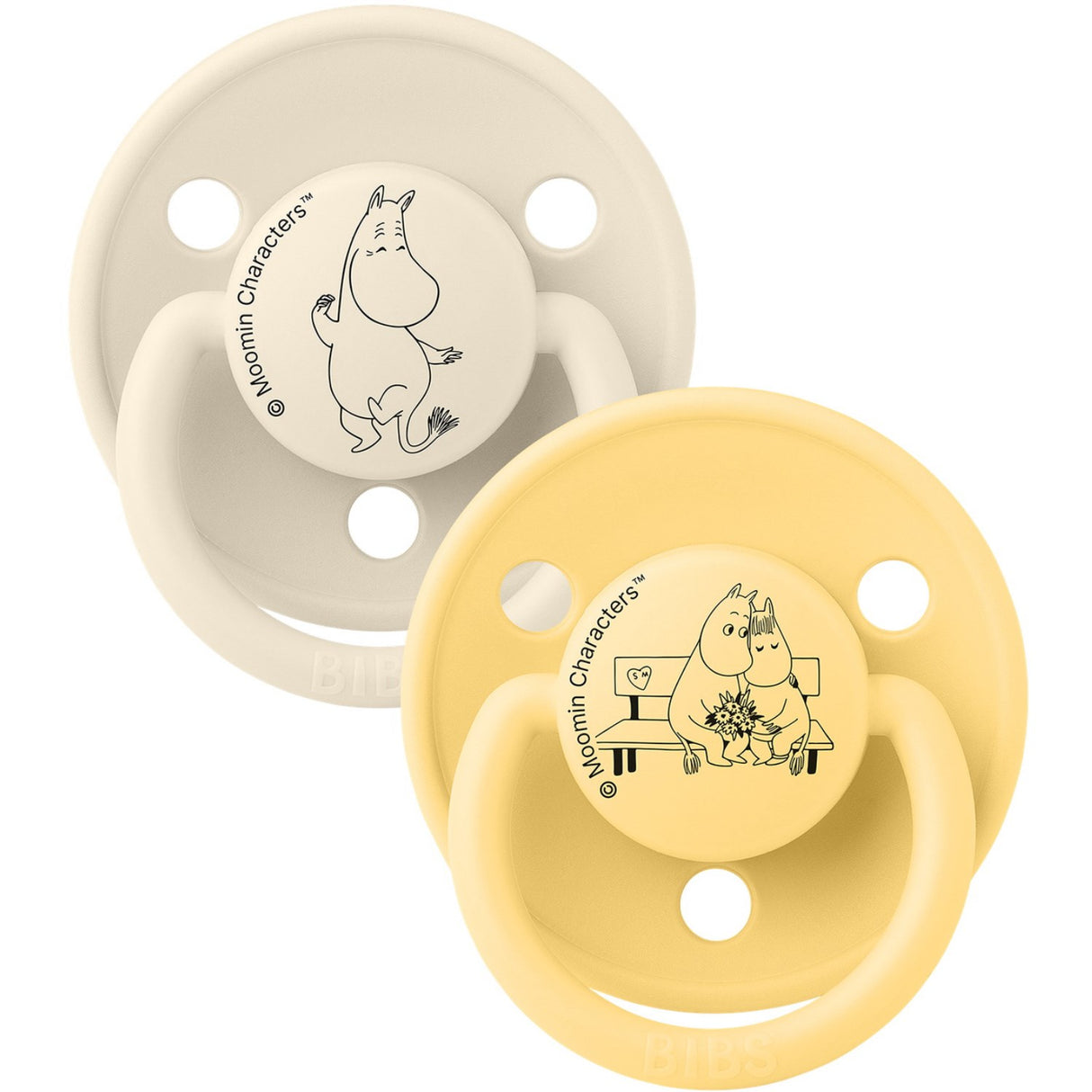 Bibs Ivory / Pale Butter X Moomins Pacifier De Lux Moomintroll 2-Pack Silicone
