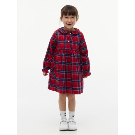 Tommy Hilfiger Medium Red Check-Red Lg Check Rounded Collar Dress
