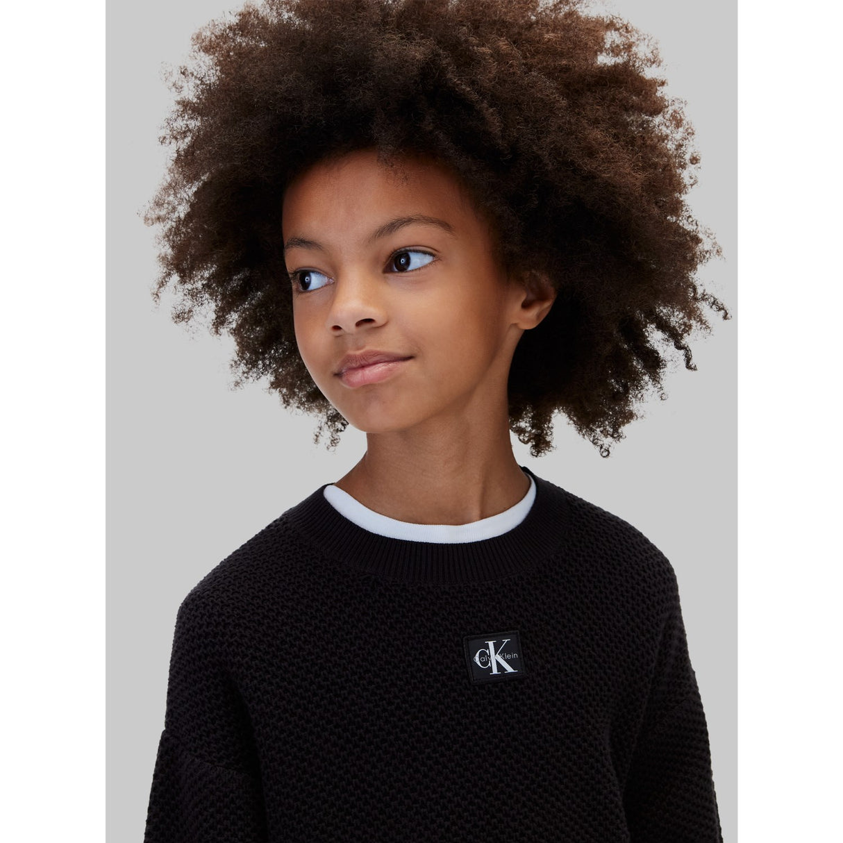 Calvin Klein Pvh Black-Black Monologo Badge Cn Sweater