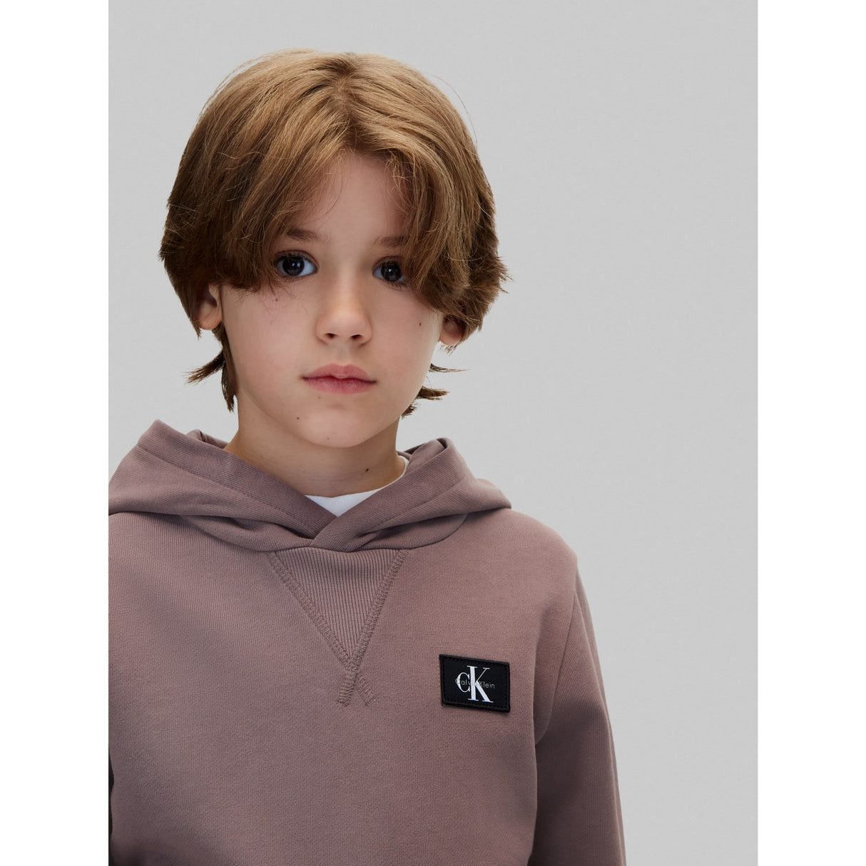 Calvin Klein Iron-Grey Monologo Badge Hoodie