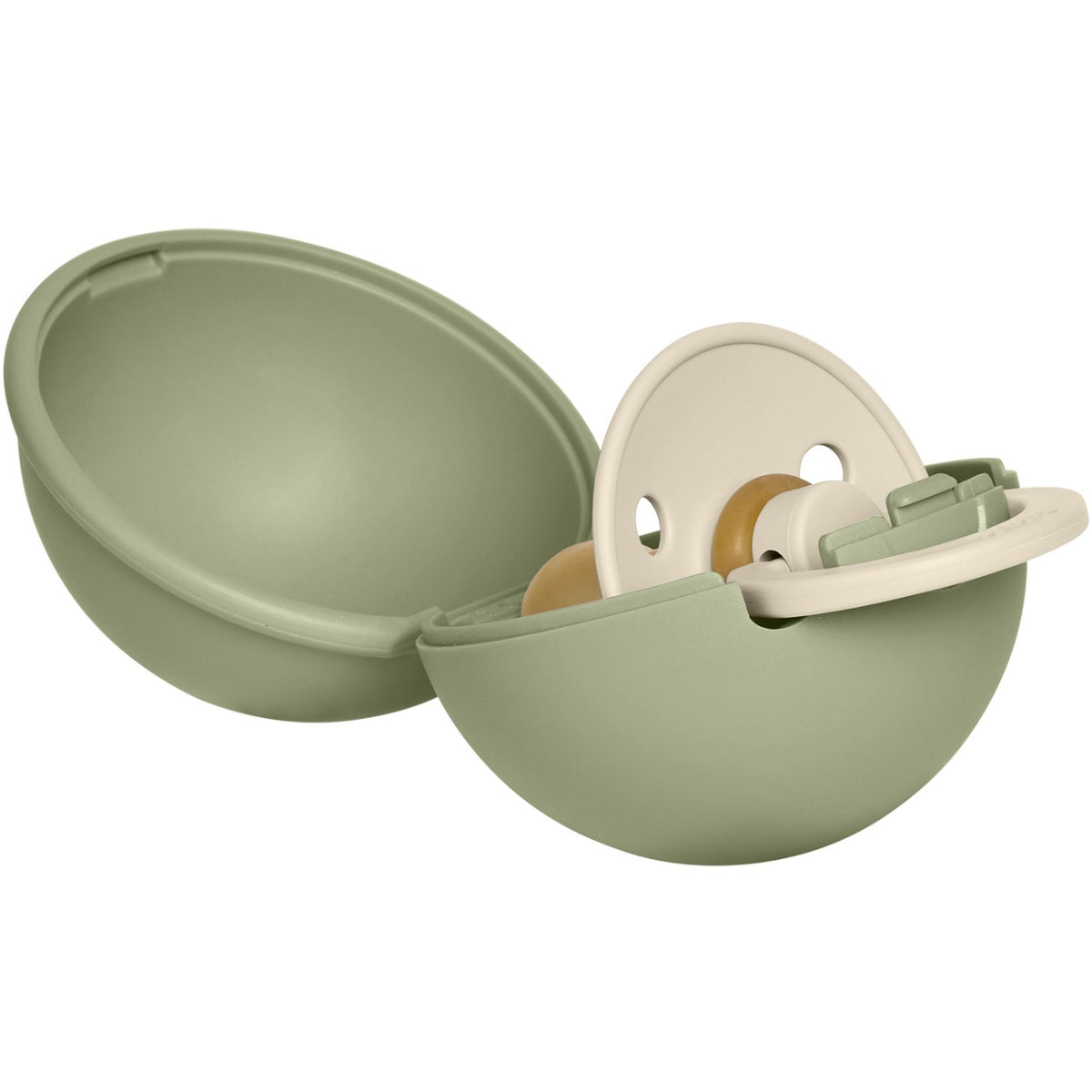 Bibs Ivory / Sage Colour Pacifier Round Latex & Pacifier Case Mini
