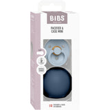 Bibs Baby Blue / Steel Blue Colour Pacifier Round Latex & Pacifier Case Mini