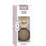 Bibs Vanilla / Dark Oak Colour Pacifier Round Latex & Pacifier Case Mini