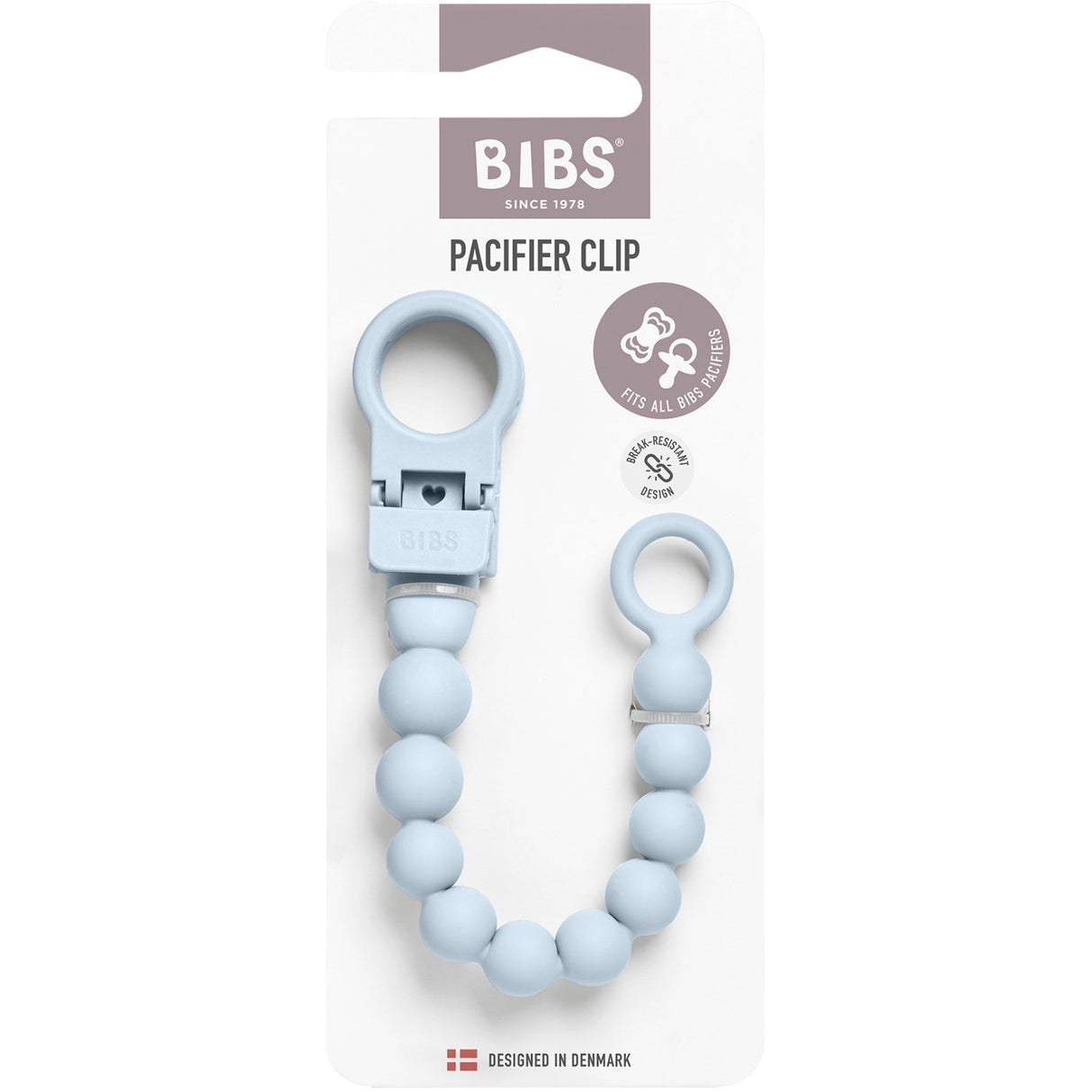 Bibs Baby Blue Pacifier Clip Beaded