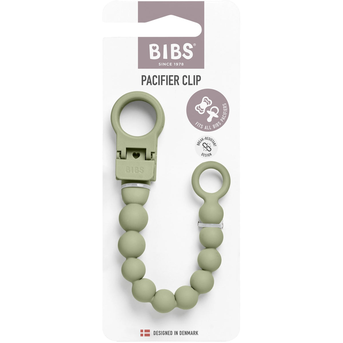 Bibs Sage Pacifier Clip Beaded
