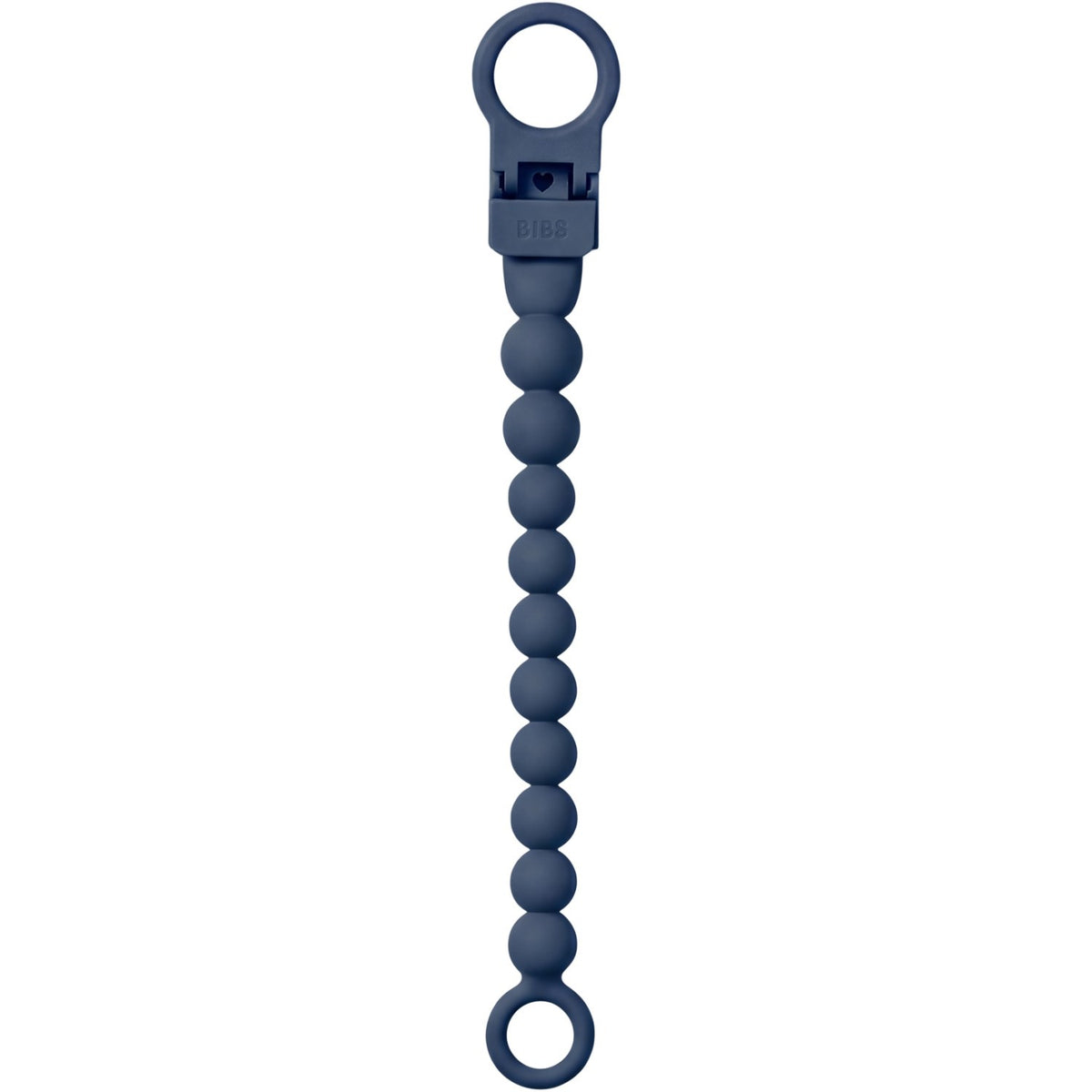 Bibs Steel Blue Pacifier Clip Beaded