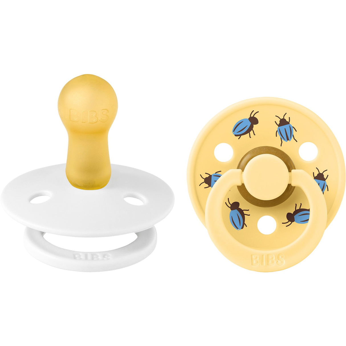 Bibs White / Pale Butter Studio Colour Pacifier Beetle Mix 2 Pack Latex Round